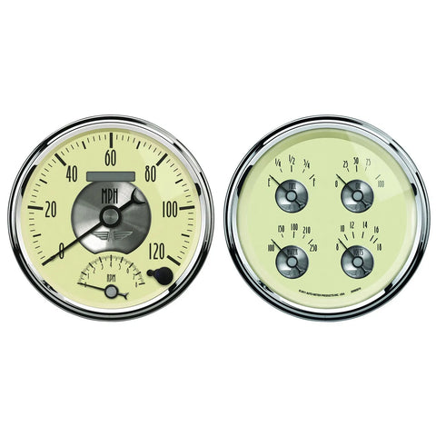 Autometer 2 Pc. Gauge Kit 5" Quad & Tach/Speedo Electric 240-33 ohm