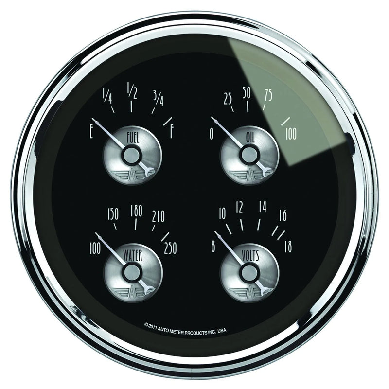 Autometer 5" Quad Gauge 100 PSI/100-250 °F/8-18V/240-33 ohm Prestige Black Diamond