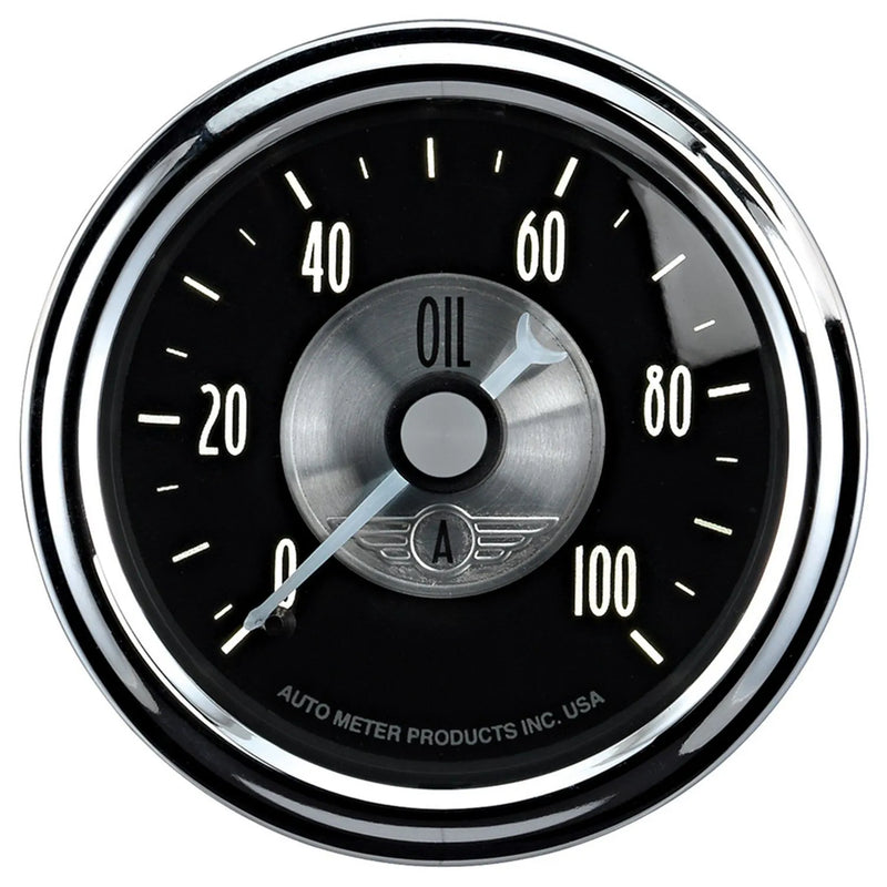 Autometer 2-1/16" Oil Pressure 0-100 PSI Mechanical Prestige Black Diamond