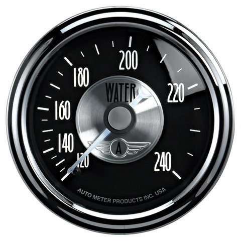 Autometer 2-1/16" Water Temperature 120-240 °F 6 Ft. Mechanical Prestige Black Diamond