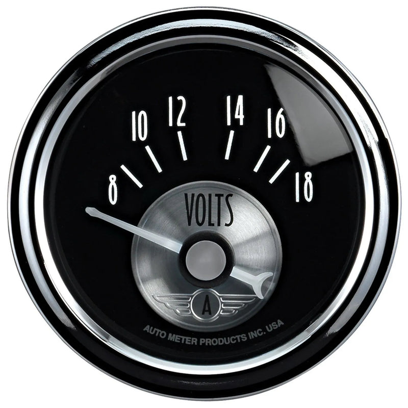 Autometer 2-1/16" Voltmeter 8-18V Air-Core Prestige Black Diamond