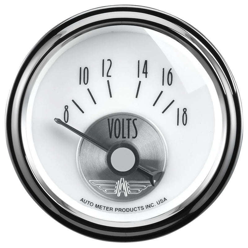 Autometer 2-1/16" Voltmeter 8-18V Air-Core Prestige Pearl