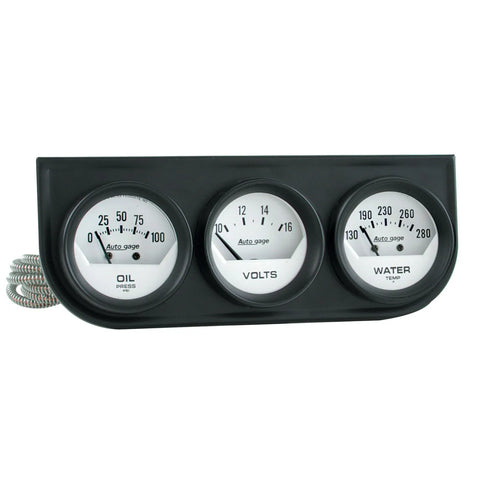 Autometer Gauge Console OILP/WTMP/Volt 2-1/16" 100 PSI/280 °F/16V White Dial Black BZL AG