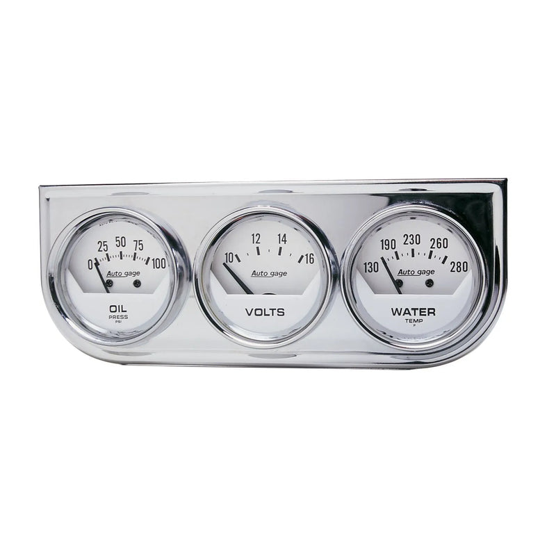 Autometer Gauge Console OILP/WTMP/Volt 2-1/16" 100 PSI/280 °F/16V White Dial Chrome BZL AG