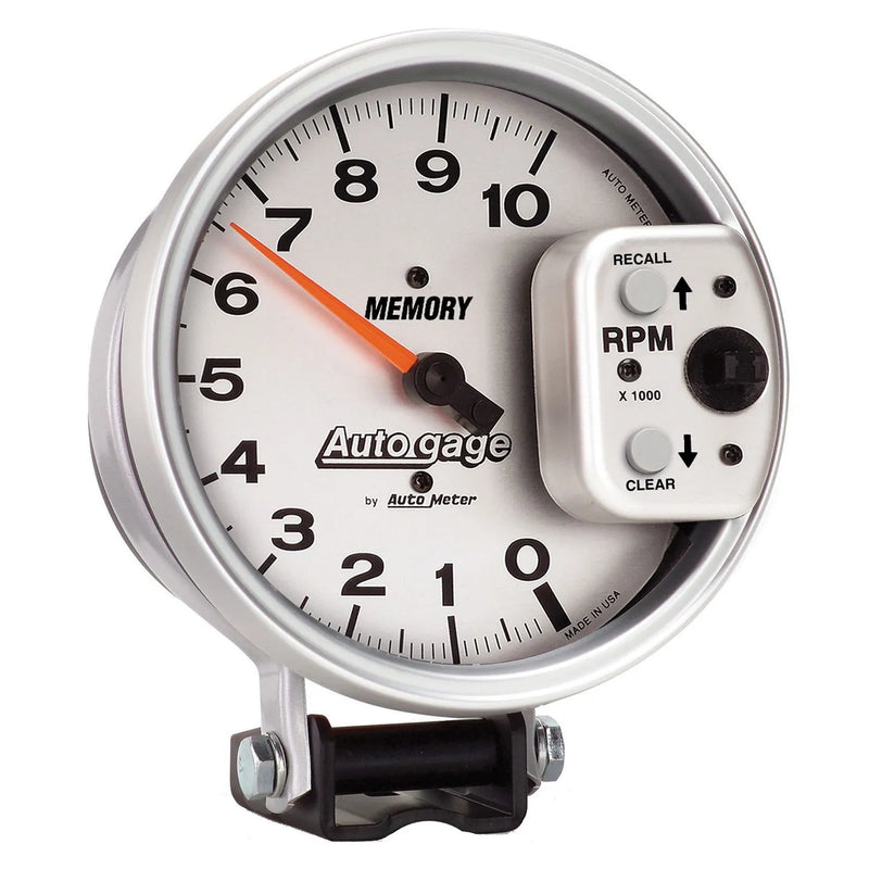 Autometer 5" Pedestal Tachometer 0-10,000 RPM Memory Silver Auto Gage