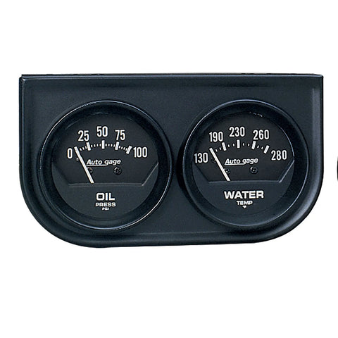 Autometer Gauge Console OILP/Wtmp 2-1/16" 100 PSI/280 °F Black Dial Black Bzl Short Sweep Autogage