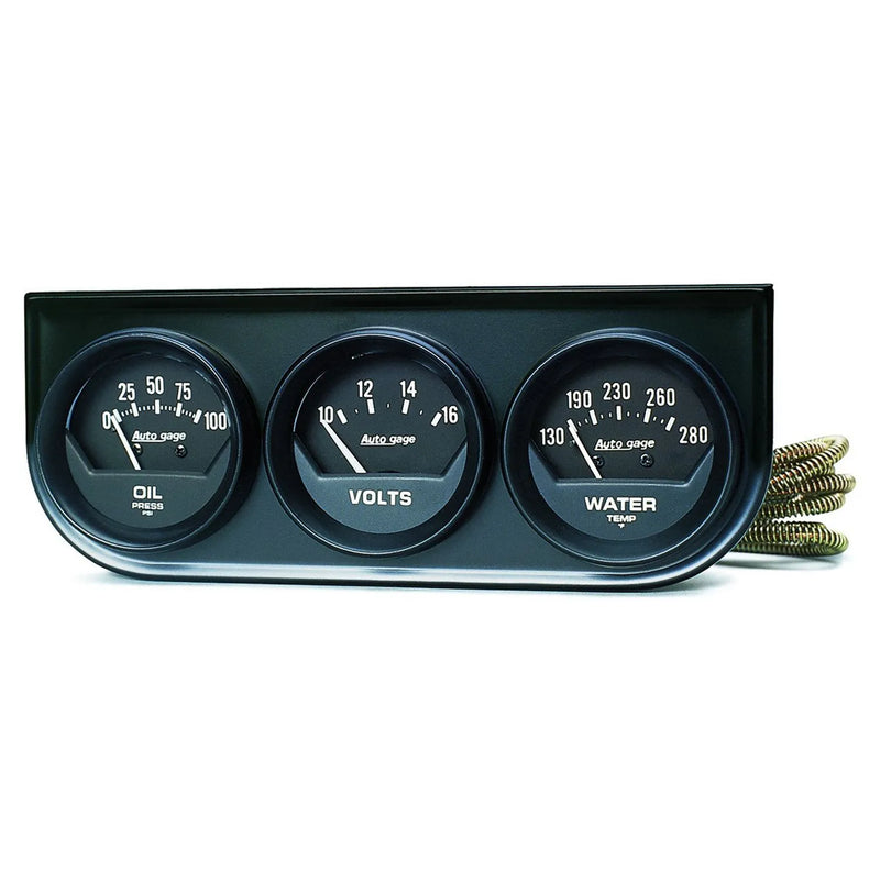 Autometer Gauge Console OILP/WTMP/Volt 2-1/16" 100 PSI/280 °F/16V Black Dial Black BZL AG