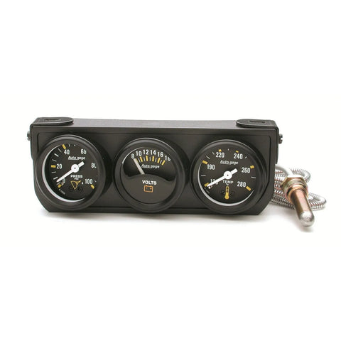 Autometer Gauge Console OILP/WTMP/Volt 1.5" 100 PSI/280 °F/18V Mech Black Dial Black BZL AG