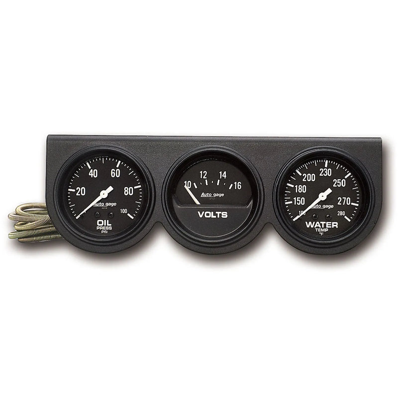 Autometer Gauge Console OILP/WTMP/Volt 2-5/8" 100 PSI/280 °F/16V Black Dial Black BZL AG