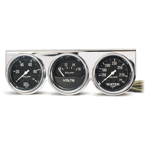 Autometer Gauge Console OILP/WTMP/Volt 2-5/8" 100 PSI/280 °F/16V Black Dial Chrome BZL AG