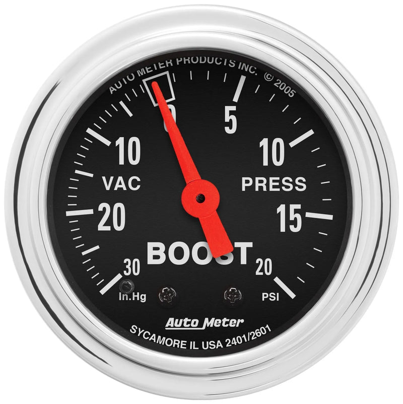 Autometer 2-1/16" Boost/Vacuum 30 In HG/20 PSI Mechanical Traditional Chrome