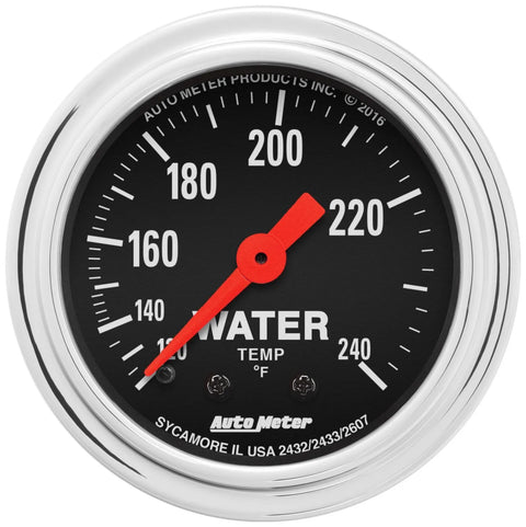 Autometer 2-1/16" Water Temperature 120-240 °F 6 Ft. Mechanical Traditional Chrome