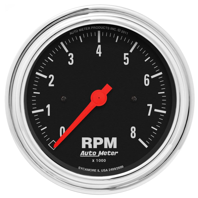 Autometer 3-3/8" In-Dash Tachometer 0-8,000 RPM Traditional Chrome