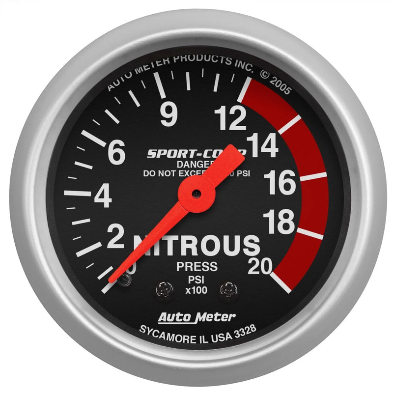 Autometer 2-1/16" Nitrous Pressure 0-2000 PSI Mechanical Sport-Comp