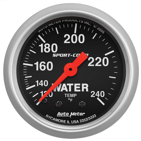 Autometer 2-1/16" Water Temperature 120-240 °F 12 Ft. Mechanical Sport-Comp