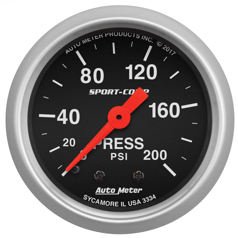 Autometer 2-1/16" Pressure 0-200 PSI Mechanical Sport-Comp