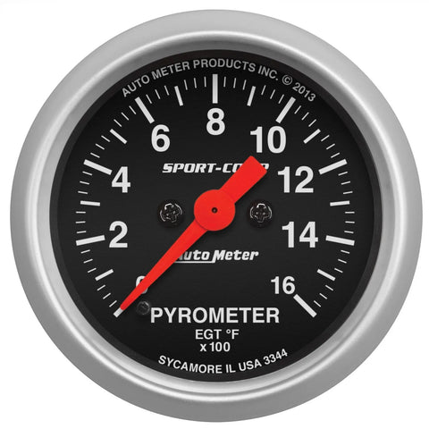 Autometer 2-1/16" Pyrometer 0-1600 °F Stepper Motor Sport-Comp