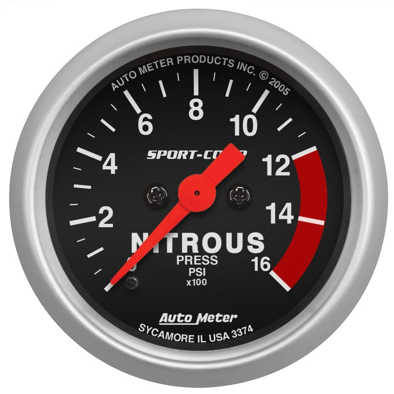 Autometer 2-1/16" Nitrous Pressure 0-1600 PSI Stepper Motor Sport-Comp