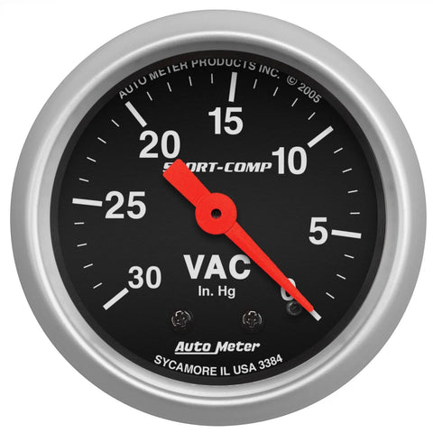 Autometer 2-1/16" Vacuum 0-30 In HG Sport-Comp