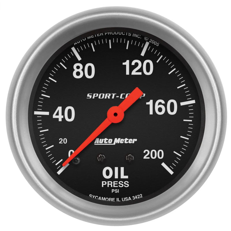 Autometer 2-5/8" Oil Pressure 0-200 PSI Mechanical Sport-Comp