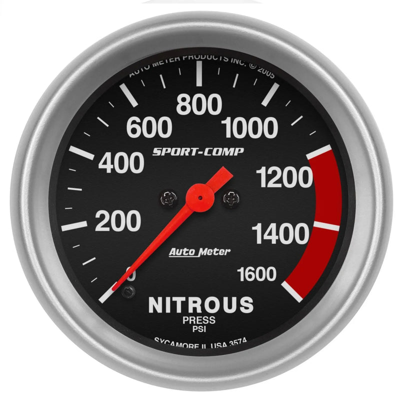 Autometer 2-5/8" Nitrous Pressure 0-1600 PSI Stepper Motor Sport-Comp