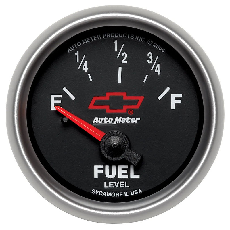 Autometer 2-1/16" Fuel Level 0-90 ohm Air-Core Bowtie Chevy Red Bowtie