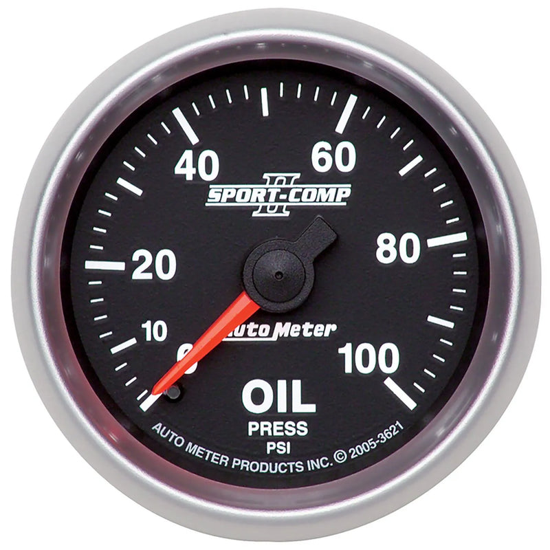 Autometer 2-1/16" Oil Pressure 0-100 PSI Mechanical Sport-Comp II