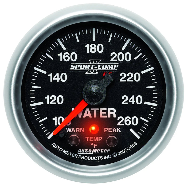 Autometer 2-1/16" Water Temperature 100-260 °F Stepper Motor Sport-Comp II