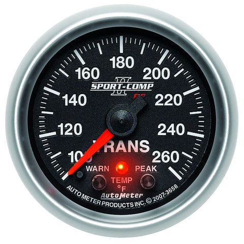 Autometer 2-1/16" Transmission Temperature w/Peak & Warn 100-260 °F Stepper Motor Sport-Comp II