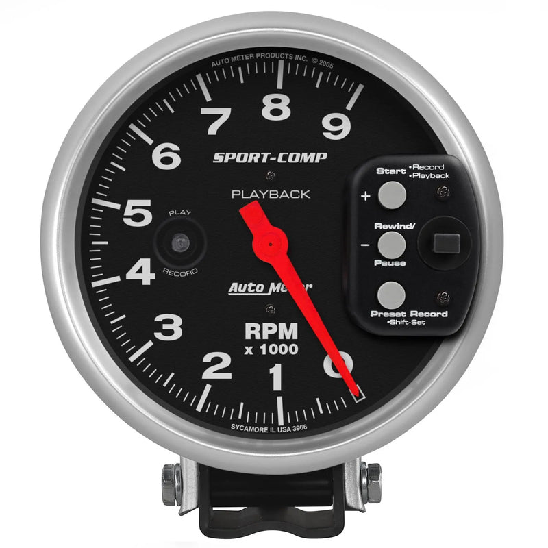 Autometer 5" Pedestal Playback Tachometer 0-9,000 RPM