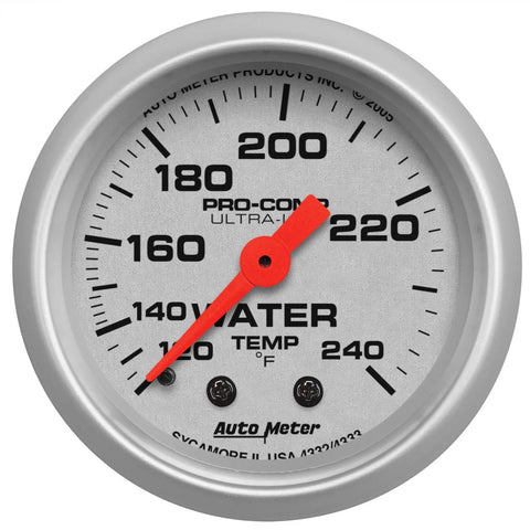 Autometer 2-1/16" Water Temperature 120-240 °F 6 Ft. Mechanical Ultra-Lite