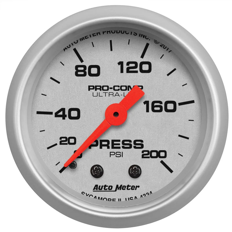 Autometer 2-1/16" Pressure 0-200 PSI Mechanical Ultra-Lite