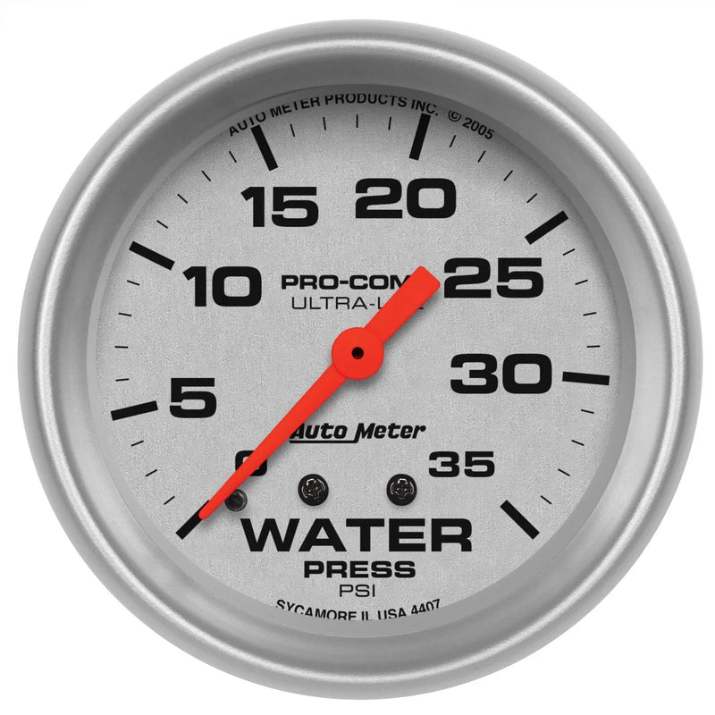 Autometer 2-5/8" Water Pressure 0-35 PSI Mechanical Ultra-Lite