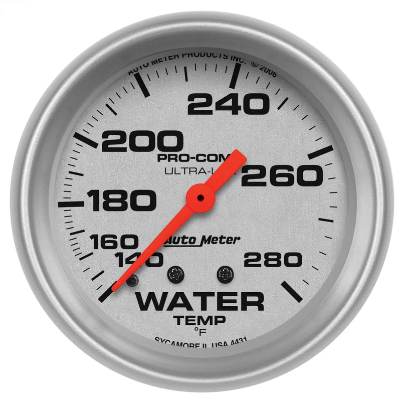 Autometer 2-5/8" Water Temperature 140-280 °F 6 Ft. Mechanical Ultra-Lite