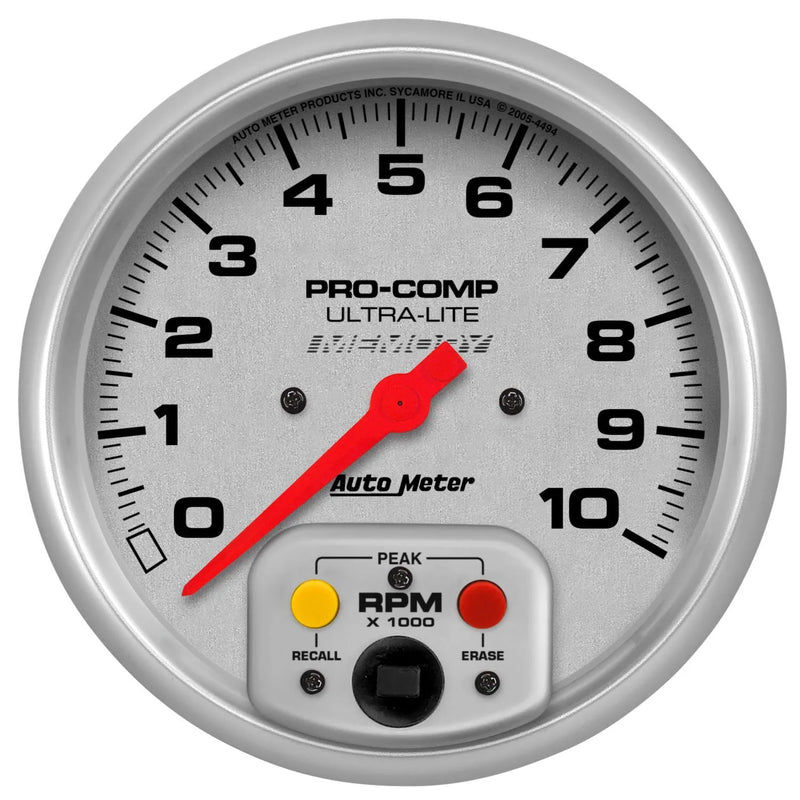 Autometer 5" In-Dash Tachometer 0-10,000 RPM Memory Ultra-Lite