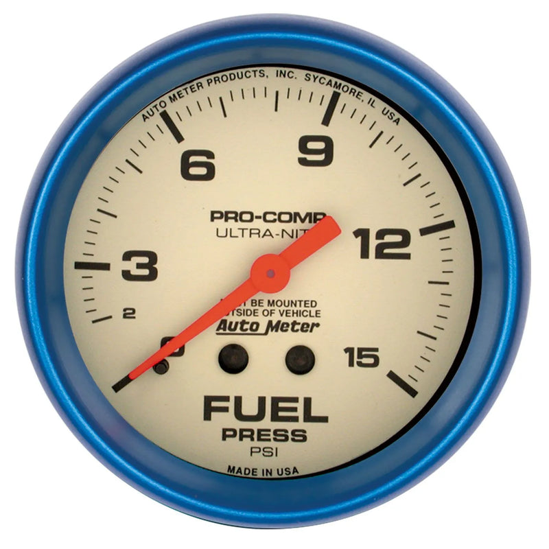 Autometer 2-5/8" Fuel Pressure 0-15 PSI Mechanical Ultra-Nite