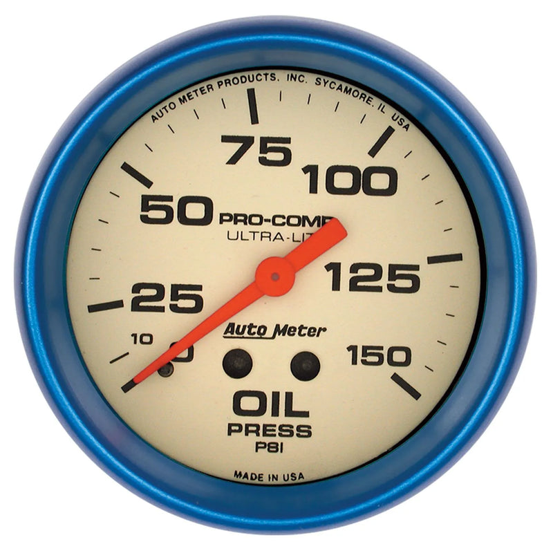 Autometer 2-5/8" Oil Pressure 0-150 PSI Mechanical Ultra-Nite