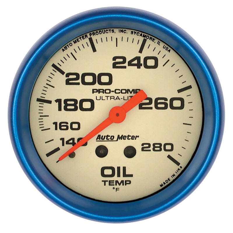 Autometer 2-5/8" Oil Temperature 140-280 °F 6 Ft. Mechanical Ultra-Nite