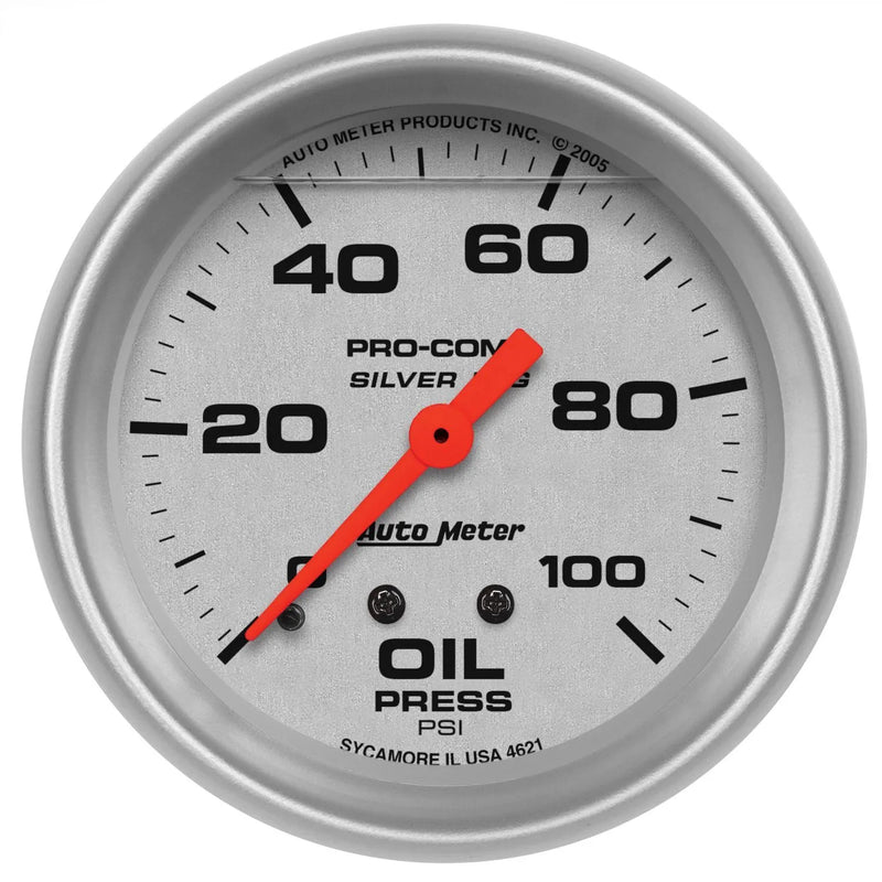 Autometer 2-5/8" Oil Pressure 0-100 PSI Mechanical Liquid Filled Ultra-Lite