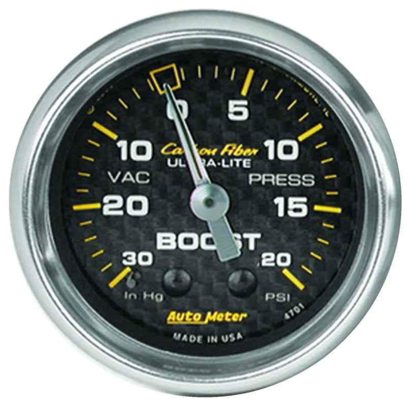Autometer 2-1/16" Boost/Vacuum 30 In HG/20 PSI Mechanical Carbon Fiber