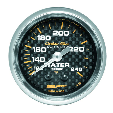 Autometer 2-1/16" Water Temperature 120-240 °F 6 Ft. Mechanical Carbon Fiber