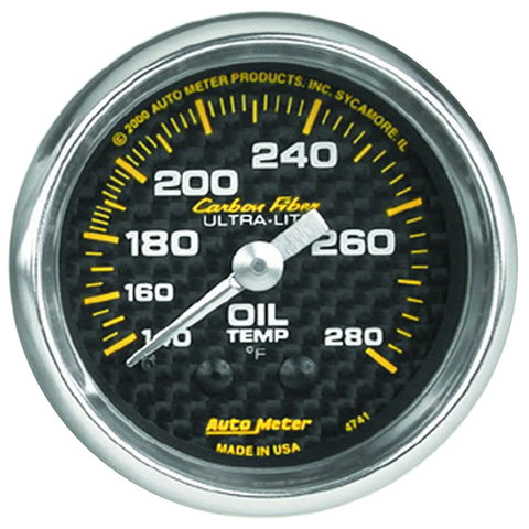 Autometer 2-1/16" Oil Temperature 140-280 °F 6 Ft. Mechanical