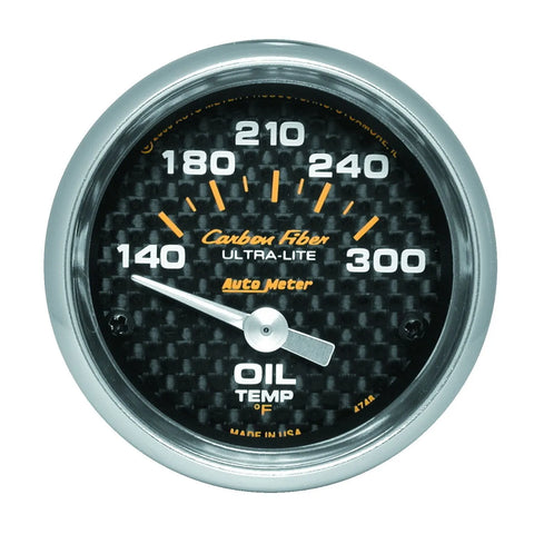 Autometer 2-1/16" Oil Temperature 140-300 °F Air-Core Carbon Fiber