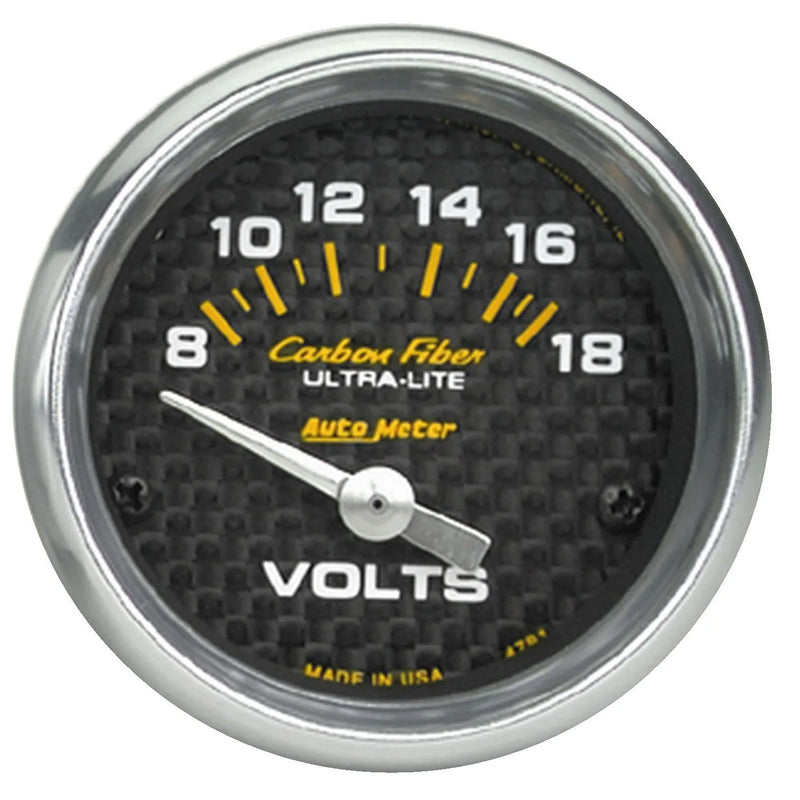 Autometer 2-1/16" Voltmeter 8-18V Air-Core Carbon Fiber
