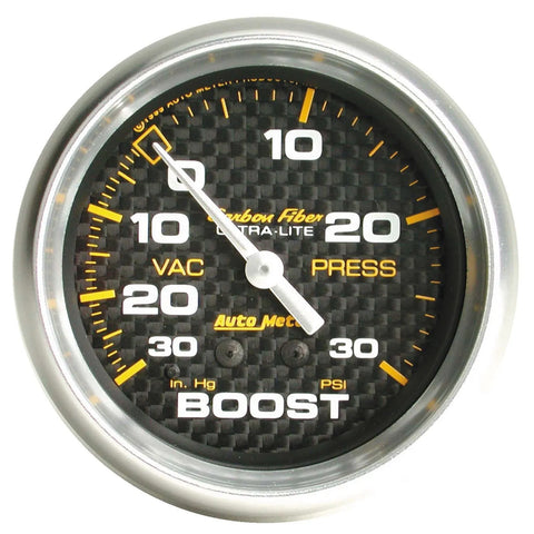 Autometer 2-5/8" Boost/Vacuum 30 In HG/30 PSI Mechanical Carbon Fiber
