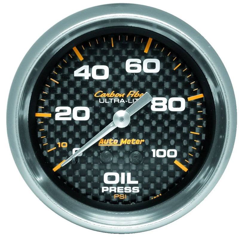 Autometer 2-5/8" Oil Pressure 0-100 PSI Mechanical Carbon Fiber