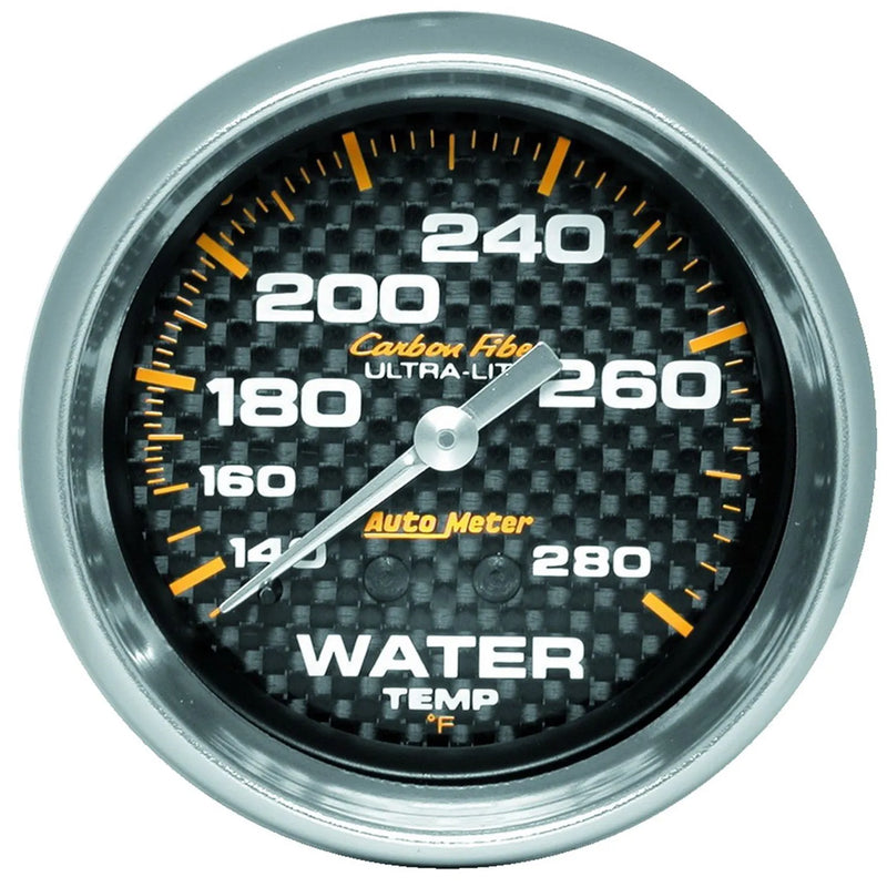 Autometer 2-5/8" Water Temperature 140-280 °F 6 Ft. Mechanical Carbon Fiber
