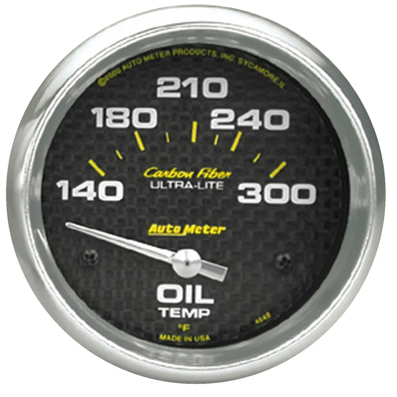 Autometer 2-5/8" Oil Temperature 140-300 °F Air-Core Carbon Fiber