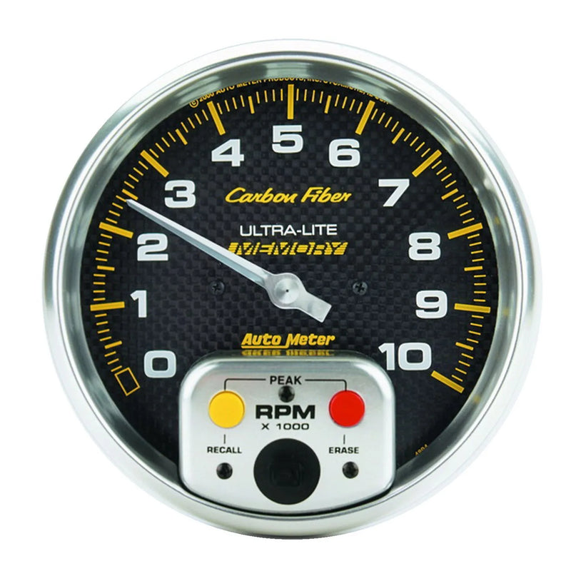 Autometer 5" In-Dash Tachometer w/Memory 0-10,000 RPM Carbon Fiber