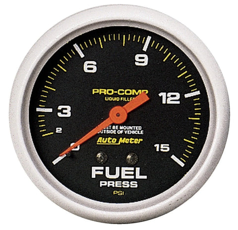 Autometer 2-5/8" Fuel Pressure 0-15 PSI Mechanical Liquid Filled Pro-Comp